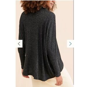 Amadi Anthropologie Charcoal Black Marled Cowl Neck Poncho Sweater Medium